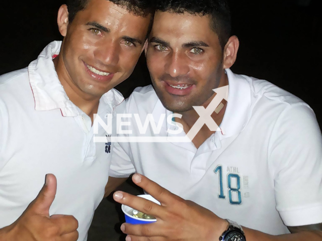 Jean and Geovani Oliveira Lima pose in undated photo. They died in a traffic accident in Guaruja, Brazil. Note: private photo taken from social media. (Newsflash)