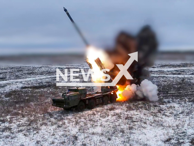 This image is a screen grab of the video supplied titled NewsX-TornadoStrikes-01.mp4: Footage shows Russian Tornado-S targeting Ukrainian drone command post in Dnipropetrovsk Oblast, Ukraine on Wednesday, Jan. 28, 2026.(Clipzilla)