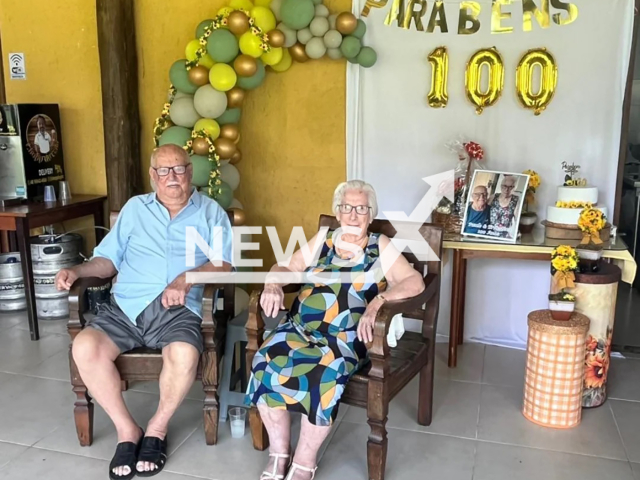 Picture shows the couple Paulo Huller and Ernestina Walter Huller, undated. They celebrated their 100th birthdays just days apart in Florianpolis, Brazil. Note: Private photo taken from social media. (Cristina Huller/Newsflash)