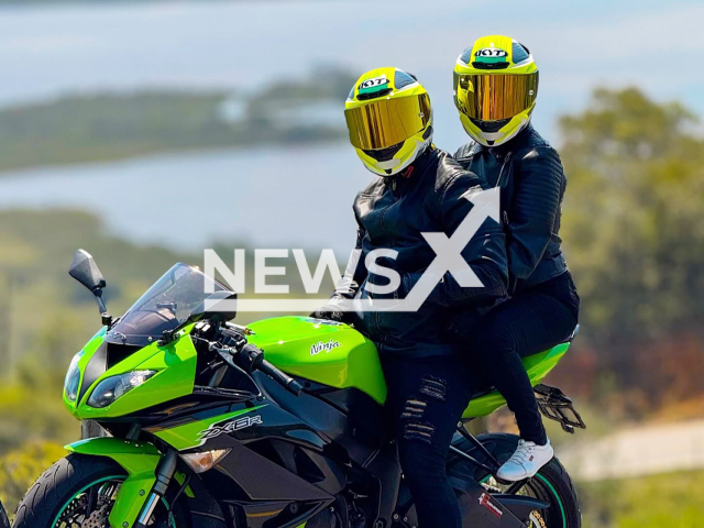 Picture shows the couple Wallace Canarini and Giulianny Passos, undated. They died in a traffic accident in Itapema, Brazil. Note: Private photo taken from social media. (Newsflash)