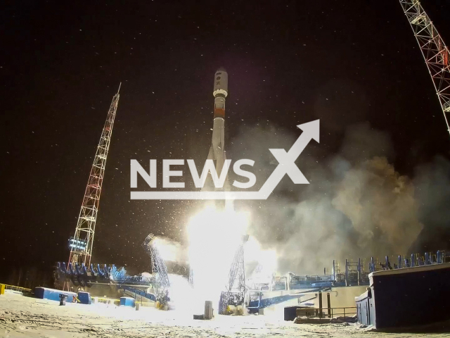 This image is a screen grab of the video supplied titled NewsX-SoyuzLaunch-01.mp4: Russian space forces launches the Soyuz-2.1b launch vehicle from the Plesetsk Cosmodrome, Russia on Thursday, Feb. 5, 2026.(Clipzilla)