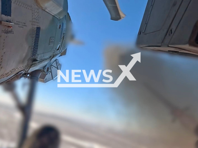 This image is a screen grab of the video supplied titled NewsX-MiStrikes-01.mp4: Footage show Russian Mi-28NM helicopter targeting Ukrainian UAV control point on the frontlines in Ukraine on, Friday, Feb. 6, 2026.(Clipzilla)