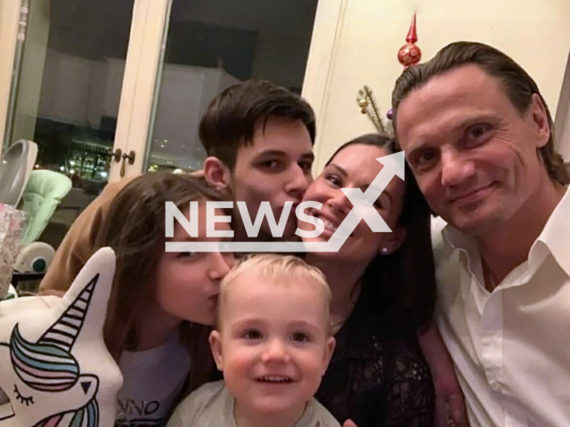 Photo shows the victim Irina Dvizova and the suspect Andrey Kuslevich with family, undated. Dvizova and her daughter's dead bodies were found in Bodrum, Mugla, Turkey. Note: Picture is private (Newsflash)