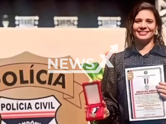 Law professor Juliana Santiago poses in undated photo. She was stabbed by a student inside a classroom in Porto Velho, Brazil. Note: Private photo. (Newsflash)