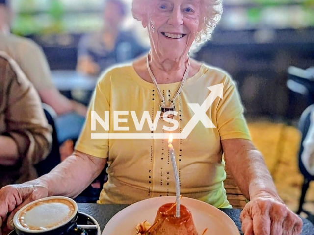 Monica Mancini, 82 poses in undated photo. She was surprised by thieves at her home in San Isidro, Argentina. Note: Private photo taken from social media. (@moni.datadeabuela/Newsflash)