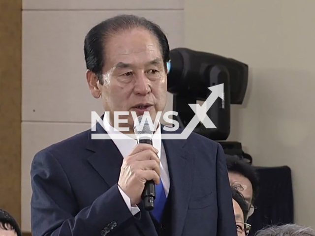 Picture shows the Jindo County Governor Kim Hee-soo at the Gwangju-Jeonnam administrative integration 'mobile town hall meeting' held on Feb. 4, 2026. Note: Image is a screenshot from video. (Newsflash)