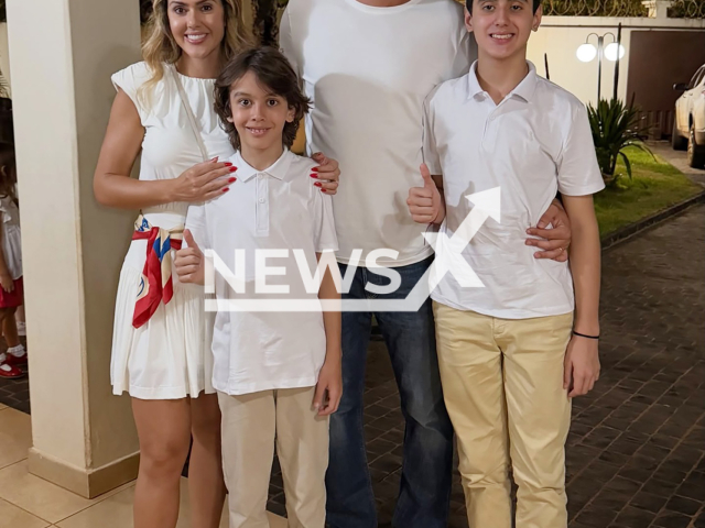 Thales Naves Alves Machado poses with his family in undated photo. He shot his children and killed himself in Itumbiara, Brazil. Note: Private photo taken from social media. (Newsflash)
