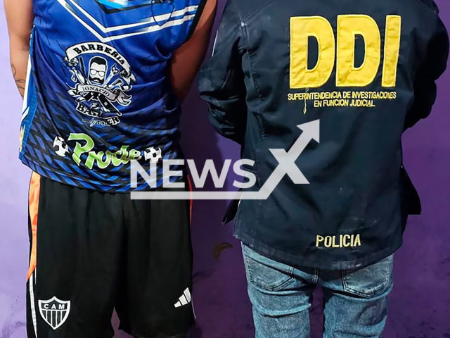 Picture shows the arrest of Alexis Alejandro Gonzalez , known as "Iceman", undated. The arrest occurred after he was found hiding inside a freezer during a raid in Gonzalez Catan, Argentina. Note: Private photo. (Newsflash)