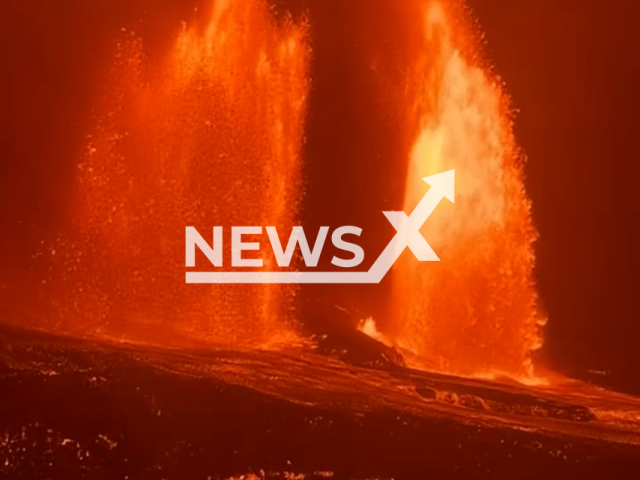 This image is a screen grab of the video supplied titled NewsX-LavaShow-01.mp4: Footage shows volcano erupting in a dramatic display, sending towering lava fountains up to 400 meters into the sky in a breathtaking natural spectacle in Kilauea, Hawaii, United States on Sunday, Feb. 15, 2025.(Clipzilla)