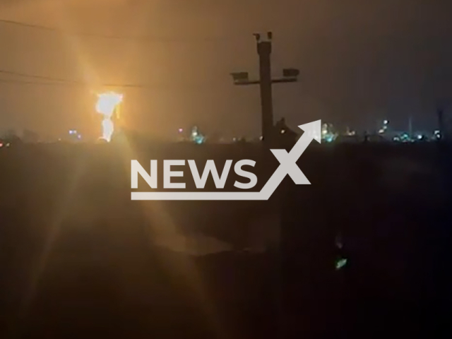 This image is a screen grab of the video supplied titled NewsX-RefineryKuban-01.mp4: Footage shows Ilsky Oil Refinery in flames after being hit by Ukrainian drones in Krasnodar Krai, Russia on Tuesday, Feb. 17, 2026.(Clipzilla)