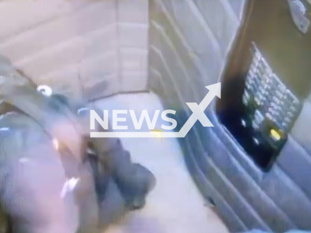 This image is a screen grab of the video supplied titled NewsX-SefeBlog-01.mp4: Footage shows criminals who stole approximately £140,000 worth of jewelry from a building in Moema, Sao Paulo, Brazil on Monday, Feb. 16, 2026.(Clipzilla)