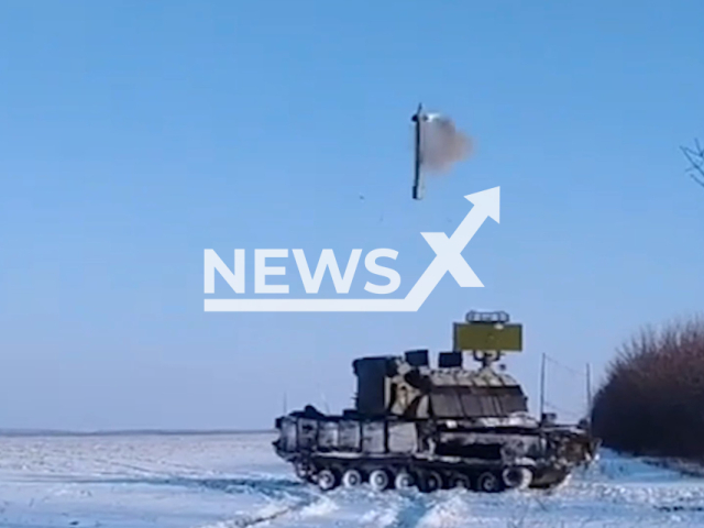 This image is a screen grab of the video supplied titled NewsX-TorDrones-01.mp4: Footage shows Russian Tor-M2 air defence missile system hitting reconnaissance UAVs of the aircraft type on the frontlines in Ukraine on Wednesday, Feb. 25, 2026.(Clipzilla)