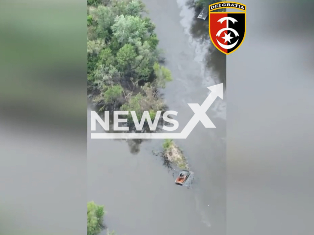 Defeat of Russian troops near the village of Dronivka, Donetsk region, during the crossing of the Seversky Donets in May 2022. Note: Picture is a screenshot from a video (@30brigade/Newsflash)