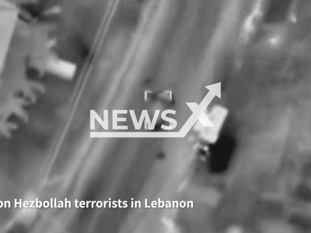 This image is a screen grab of the video supplied titled NewsX-IDFLebanon-01.mp4: Footage shows IDF targeting moving Hezbollah vehicle in Lebanon, on Monday, March, 2, 2026.(Clipzilla)