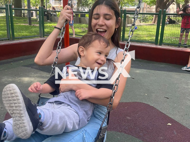 Malena Maidana poses with her child in undated photo. She was killed in Ezeiza, Argentina. Note: Private photo taken from social media. (Newsflash)