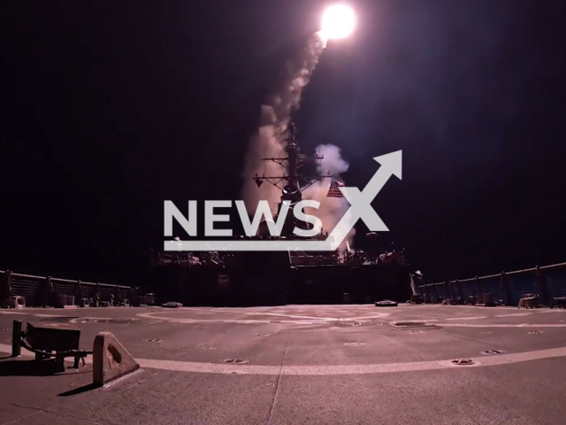 This image is a screen grab of the video supplied titled NewsX-LaunchingMissiles-01.mp4: Footage shows U.S. Navy destroyers launching missiles toward Iran from the Persian Gulf region, undated. Footage shared by U.S. Central Command on Tuesday, Mar. 3, 2026.(Clipzilla)