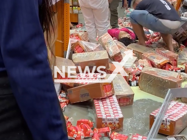 Video shows the woman who was crushed by a palette with condensed milk in Canoas, Brazil, on Mar.09,2025. She is still recovering. Note: Photo is a screenshot from the video (Newsflash)
