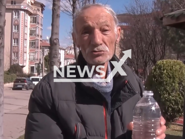 Picture shows Mustafa Akbiyik, 79, undated. He stated that he hasn't been able to drink water for 34 years in Ankara, Turkey. Note: Image is a screenshot from video. (Newsflash)