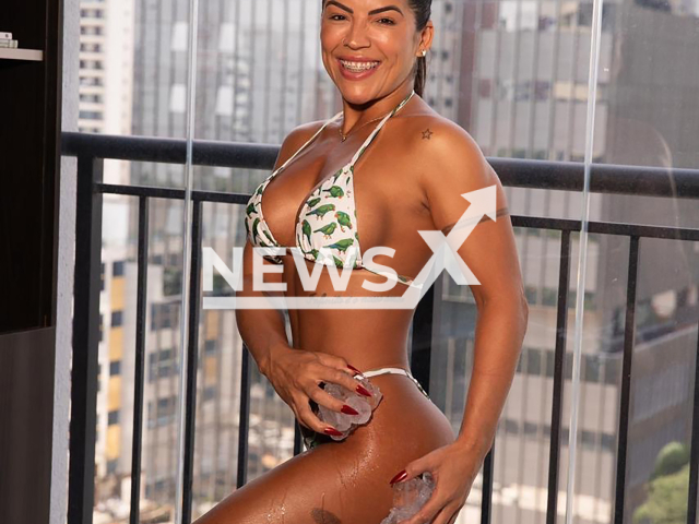 Rosana Ferreira, 37, poses in undated photo. She said she has replaced traditional skincare products for her glutes with an unusual home cryotherapy routine, which she has followed for about a year. Note: Licensed photo. (@rosanabumbum, CO  Assessoria/Newsflash)
