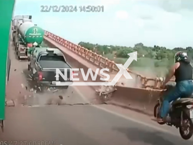 New video shows the collapse of the Juscelino Kubitschek bridge on the border between Tocantins and Maranhao, Brazil, Dec. 22, 2024. Note: Photo is a screenshot from the video (Newsflash)