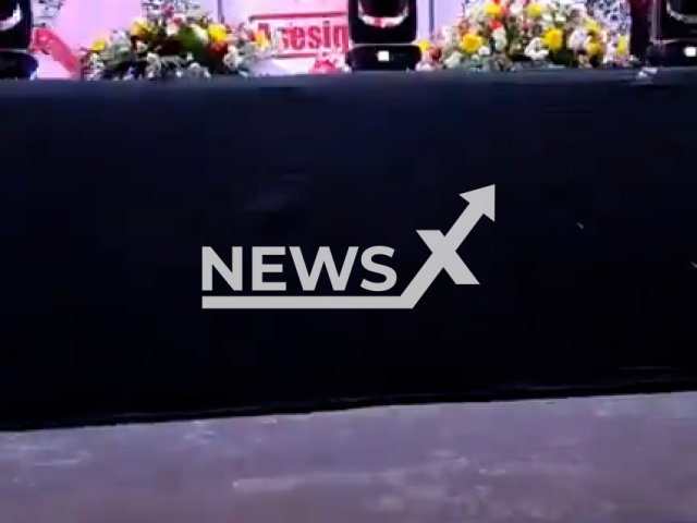 Students pretend to be hitmen at school dance and reenact the assassinations of former mayors in Contepec, Michoacan, Mexico, March 24, 2026. Note: Photo is a screenshot from a video. (Newsflash)