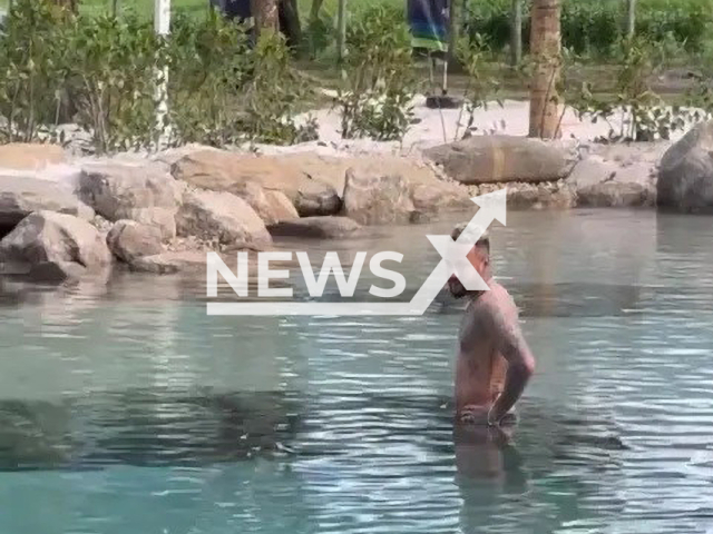 Picture shows Neymar in Mangaratiba, Brazil, undated. He is reportedly fined for the work on an artificial lake. Note: Private photo. (Newsflash)