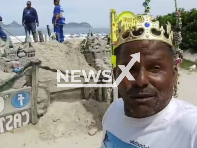 Picture shows artist Marcio Mizael, undated. His sand castle was demolished in Rio de Janeiro, Brazil. Note: Private photo. (Newsflash)