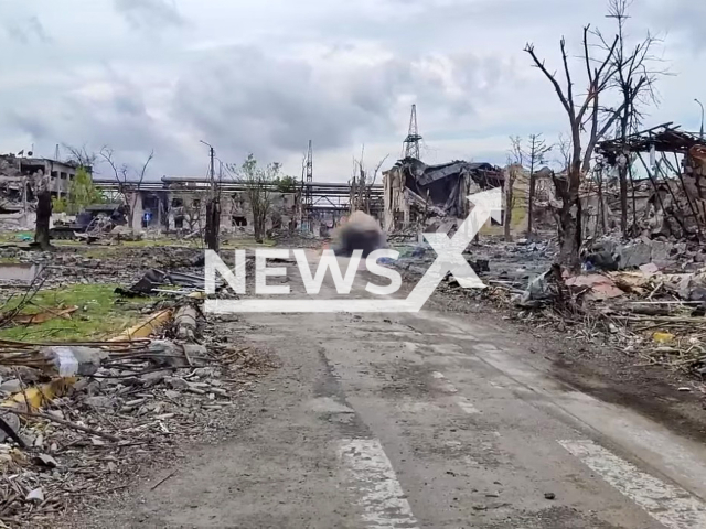 Engineering units of the Armed Forces of the Russian Federation are demining the territory of the Azovstal plant in Mariupol in May 2022. Note: Photo is a screenshot from a video(Ministry of Defense of Russia/Newsflash).