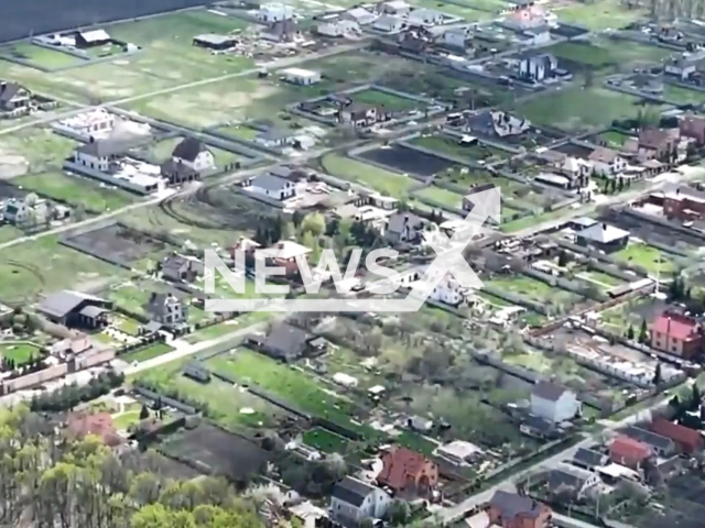 Destruction of the Russian tankers who specifically drove to hide behind buildings in Tsyrkuny, Kharkiv region. Note: This picture is a screenshot from the video (StratCom AFU StratCom/Newsflash).