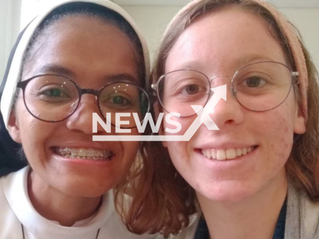 Francilia Costa and Luiza Silverio, during their time in the convent, pose in undated photo. They met in 2019 in the cloister of a convent and are now married to each other. Note: Private picture. (@dupla.oxiuai, Newsflash/NX)