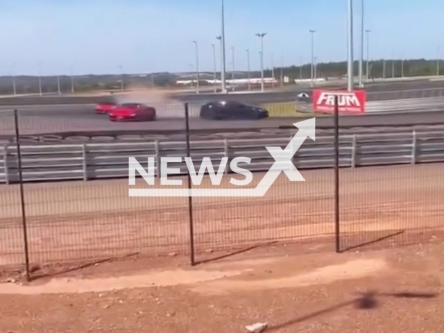 Tesla and Ferrari crash during Formula Truck event in Cuiaba, Brazil, June 14, 2026. No one was injured. Note: Photo is a screenshot from a video. (Newsflash/NX)