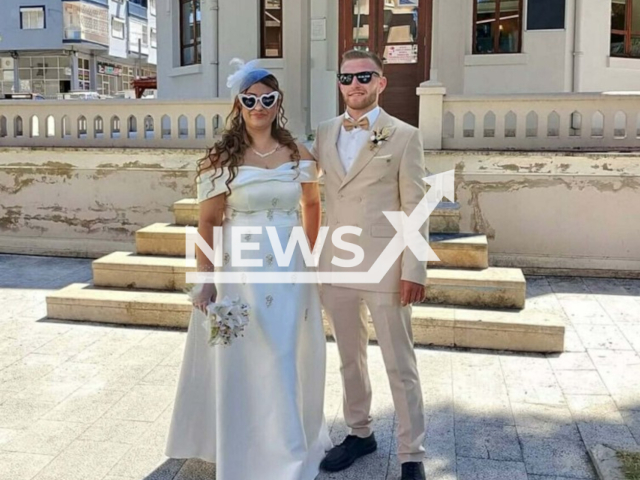 Suleyman Sariefe, 27, poses with his wife, undated. He died on their honeymoon after jumping into the sea from a great height on June 9, 2026, in Fethiye, Turkey. Note: Private picture. (Newsflash/NX)