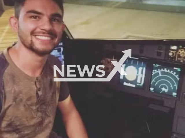Gustavo Henrique Lara, 27, poses in undated photo. He died after being doused in oil to celebrate his first solo flight in Ponta Grossa, Brazil.  Note: Private picture. (Newsflash/NX)