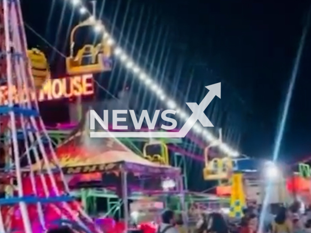 A cable car falls from an amusement park ride, in Ciudad del Carmen, Mexico. No one was injured. Note: Photo is a screenshot from a video. (Newsflash/NX)