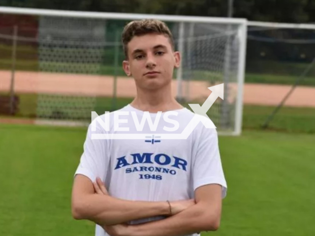 Picture shows Alessio Colletti, 15. He died after being electrocuted  playing on an amusement park ride, in Saronno, Italy.  Note: Private picture. (Newsflash/NX)