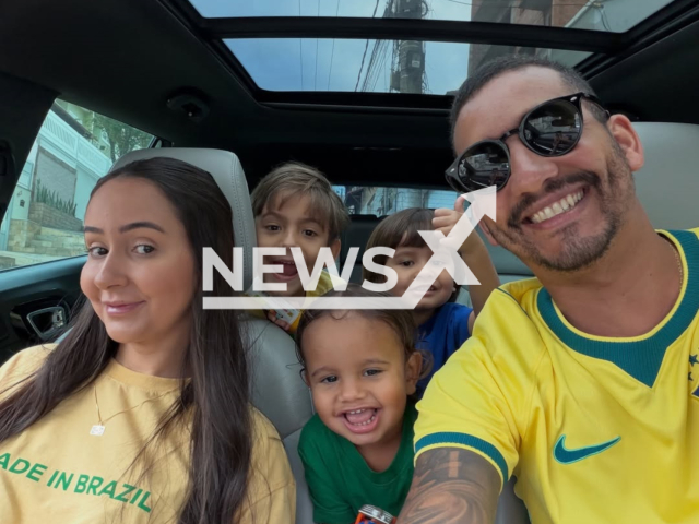 Influencer Marta Oliveira, 33, poses with family in undated photo. She died after a plastic surgery in Rio de Janeiro, Brazil. Note: Private photo taken from social media. (@oficialmartaa/Newsflash/NX)