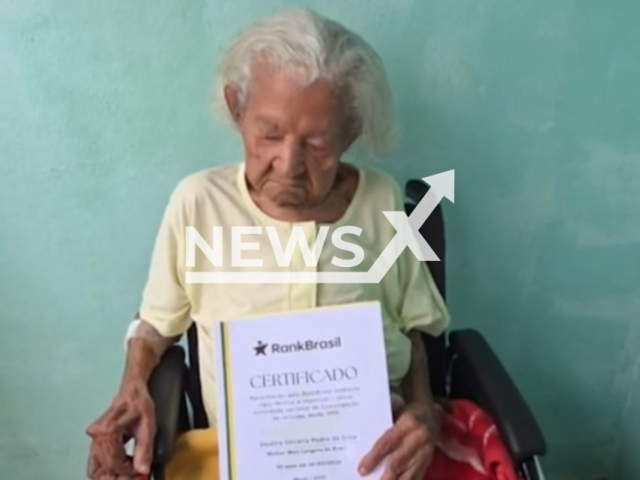 Picture shows Deolira Gliceria Pedro da Silva, 121. She was born in 1905, and was officially recognized as the oldest woman in Brazil.   Note: Picture is a screenshot from video. (Harrisons)