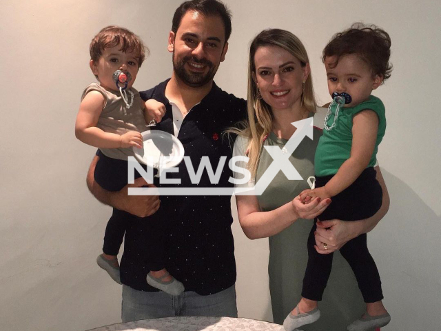 The victim, Erica Fernandes Ceschini who was allegedly killed by her husband Leonardo Souza Ceschini, with the suspect and their two sons. Note: Private picture. (@henri_elorenzo/Newsflash)