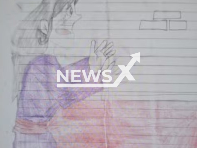 The victim also drew a picture of a woman crying in her son's notebook, undated. A 22-year-old woman was rescued from captivity in Gongogi, Brazil. Note: Private photo. (Harrisons)