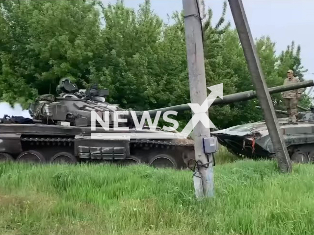 Ukrainian soldiers took trophy almost undamaged two infantry fighting vehicles and a T-72 tank near the Seversky Donets River in May 2022. Note: Photo is a screenshot from a video(@AFUStratCom/Newsflash).