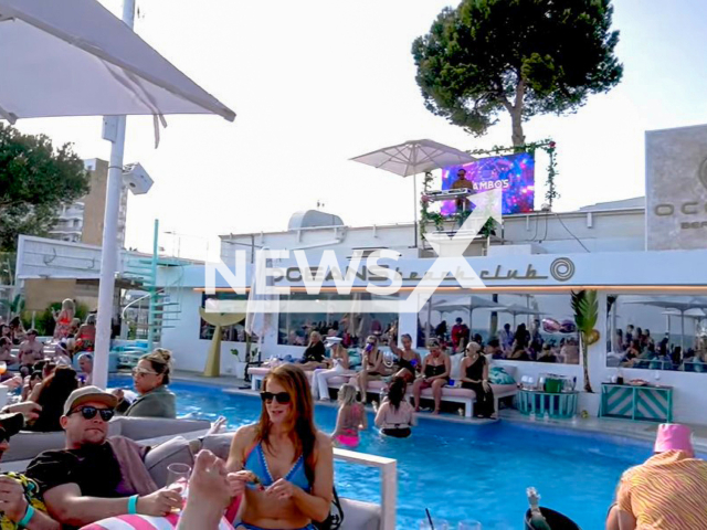 Oceans Beach Club in Magaluf where a British tourist (19) suffered a severe head injury in May 2022, after jumping headfirst into a half-meter-deep pool. Note: Photo is a screenshot from a video(Newsflash).