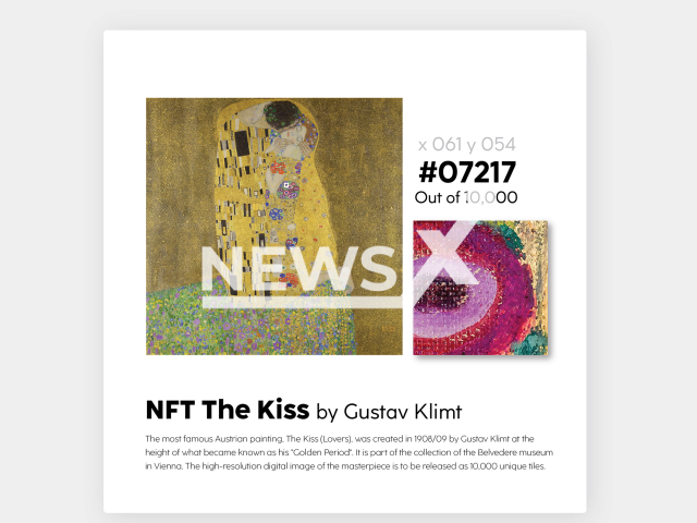 Preview NFT "The Kiss". Note: Licensed photo. (arteQ/Newsflash)