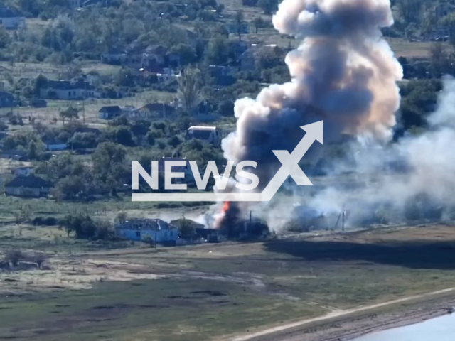 Ukrainian soldiers set off 'fireworks' to the occupiers and destroyed BMP with ammunition in May 2022. Note: Photo is a screenshot from a video(@28brigade/Newsflash).