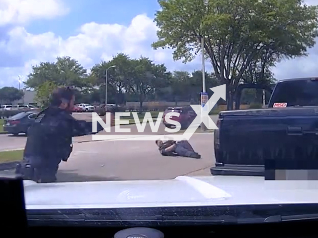 Officer J. Sallee is shot in the lower pelvic area by the suspect, Jimmy Bryan, on the 4th of May in Houston, Texas. Note: This picture is a screenshot from the video (HPD Critical Incidents/Clipzilla).