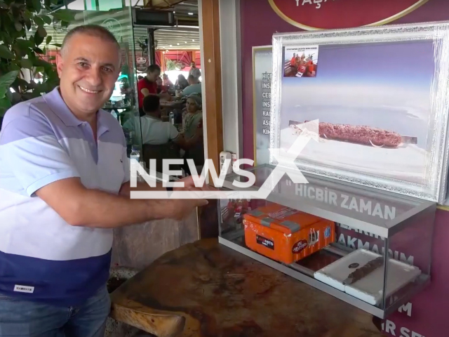 A kebab was put on display at the restaurant of Yasar Aydin (pictured) in Adana, Turkey, after he sent it to space. Note: Picture is a screenshot from a video (Newsflash)