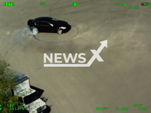 Police's helicopter surveillance caught a driver doing doughnuts in an industrial area on 12th of May 2022 in York, Toronto. Note: This picture is a screenshot from the video (OfficialYRP/Clipzilla).