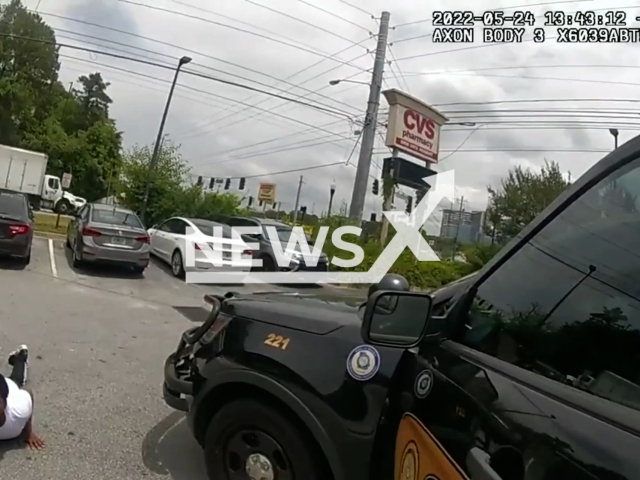 Brookhaven Police Department arrested Alton Johnson 27, and Shyquan Collins 30 who were wanted in a violent armed robbery on 24th of May 2022 in Brookhaven, Georgia. Note: This picture is a screenshot from the video (Brookhaven, GA Police Department/Clipzilla).