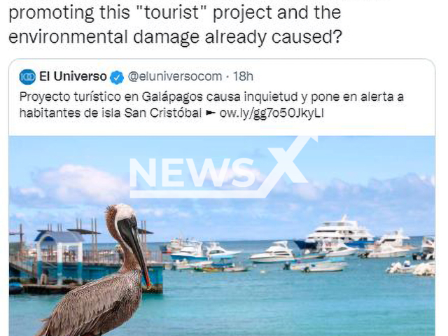 The organization SOS Galapagos has denounced the project, in May, 2022, on twitter. Note: Photo is a screenshot from a post. (Newsflash)