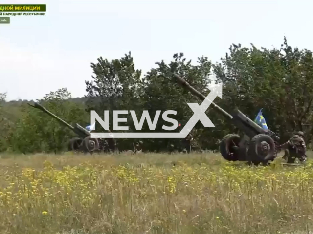 Artillery units of the Airborne Forces of the RF support the the military personnel of the People's Militia of the LPR. Note: Picture is a screenshot from a video (Peoples Militia of LPR/Newsflash)