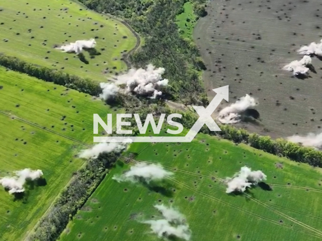 Destruction of the Russian column from a bird's eye view.
Note: This picture is a screenshot from the video.
(@UkrainianLandForces/Newsflash)